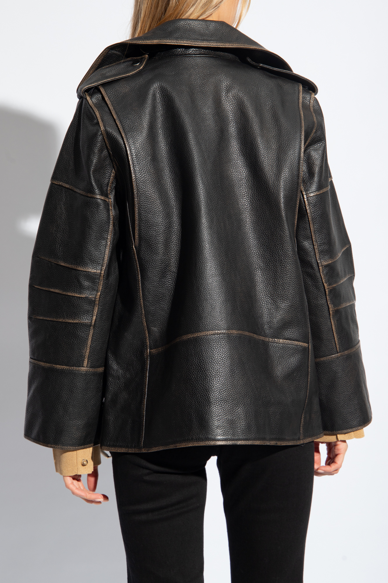 Brown Beatrisse leather jacket By Malene Birger Domaine